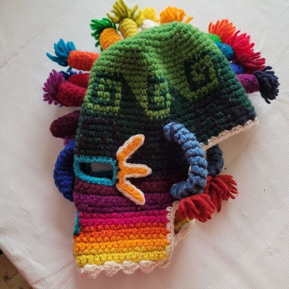 Handmade Aya Huma Diablo Umo Mask Ancient Inca Ecuador Inti Raymi Rainbow Mohawk - Picture 4 of 5